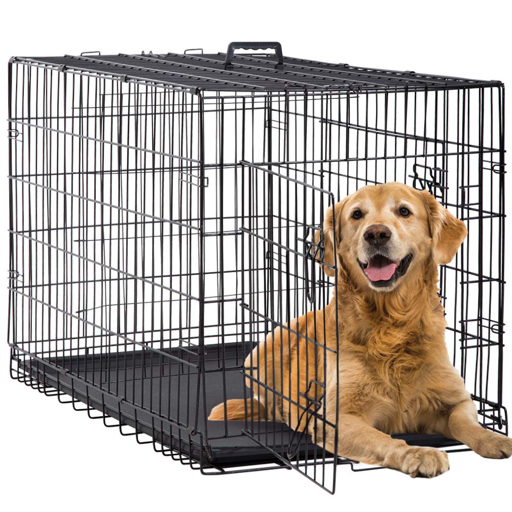 BestPet Dog Crate Extra Large Double Door Folding Dog Cage Pet Crate W