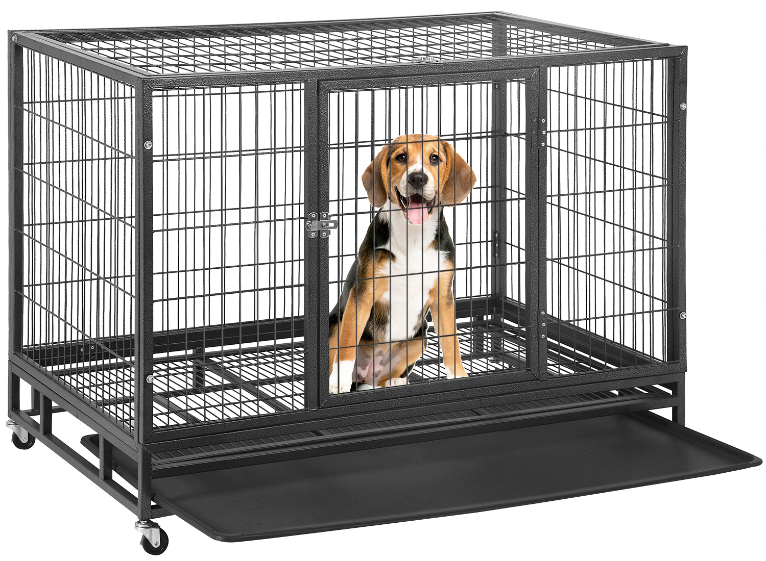 BestPet 48 inch Heavy Duty Dog Cage Large Dog Crate Strong Metal Dog